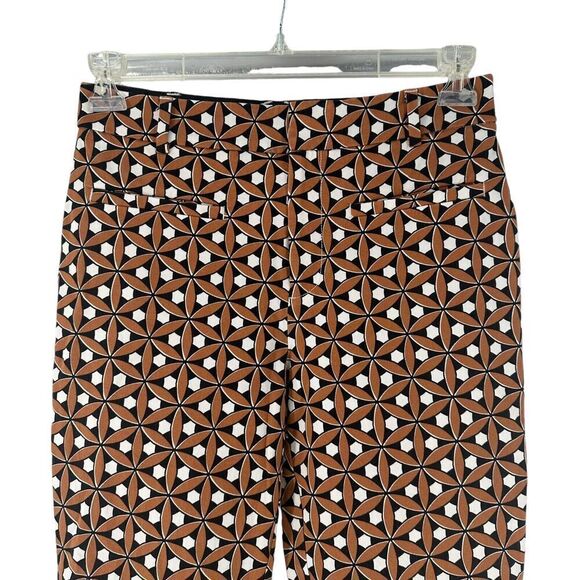 Anthropologie Essential Collection Pants Slim Straight Size 6 Brown Geometric - Picture 2 of 8